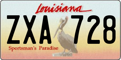 LA license plate ZXA728