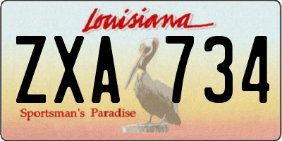 LA license plate ZXA734