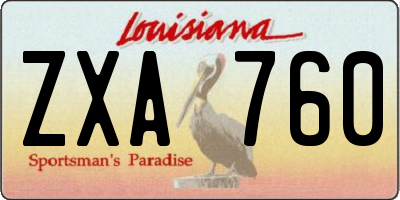LA license plate ZXA760