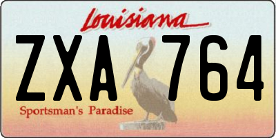 LA license plate ZXA764