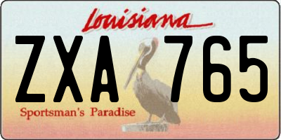LA license plate ZXA765