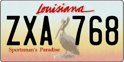 LA license plate ZXA768