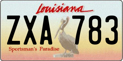 LA license plate ZXA783
