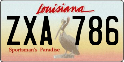 LA license plate ZXA786
