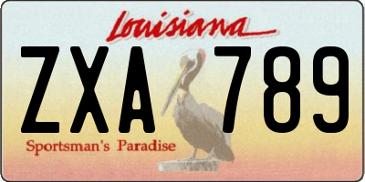 LA license plate ZXA789