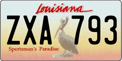 LA license plate ZXA793