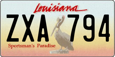 LA license plate ZXA794