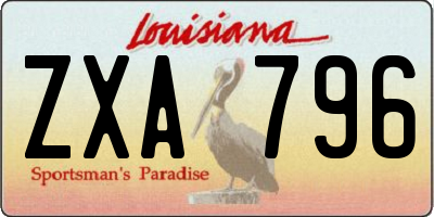 LA license plate ZXA796