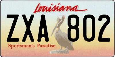 LA license plate ZXA802