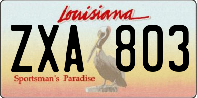 LA license plate ZXA803