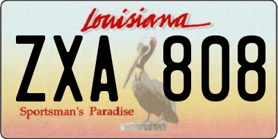 LA license plate ZXA808