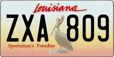 LA license plate ZXA809