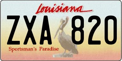 LA license plate ZXA820