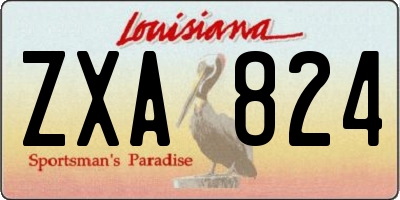 LA license plate ZXA824