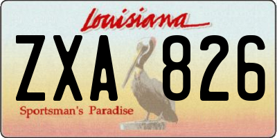 LA license plate ZXA826