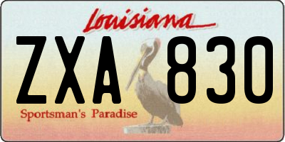 LA license plate ZXA830