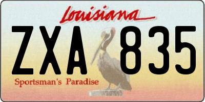 LA license plate ZXA835