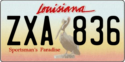 LA license plate ZXA836