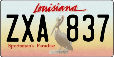 LA license plate ZXA837