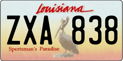 LA license plate ZXA838