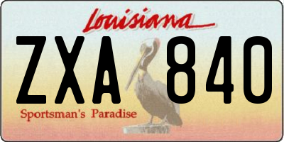 LA license plate ZXA840