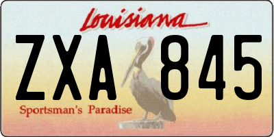 LA license plate ZXA845