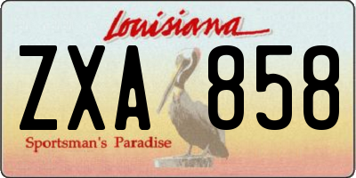 LA license plate ZXA858