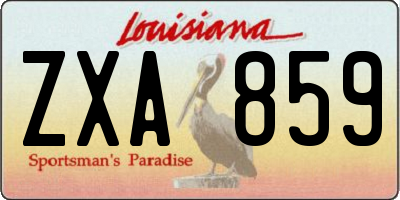 LA license plate ZXA859