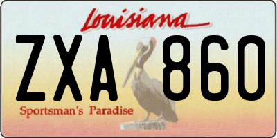 LA license plate ZXA860