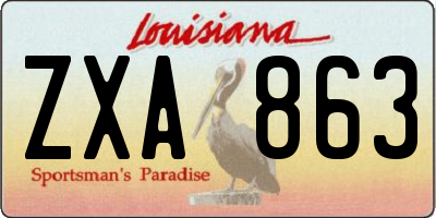 LA license plate ZXA863