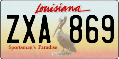 LA license plate ZXA869