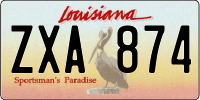 LA license plate ZXA874