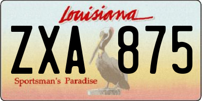 LA license plate ZXA875