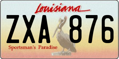 LA license plate ZXA876