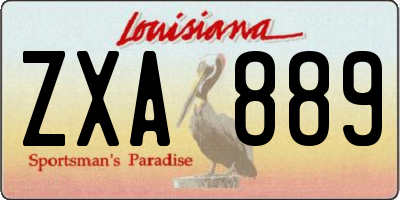 LA license plate ZXA889