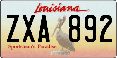 LA license plate ZXA892