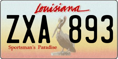 LA license plate ZXA893