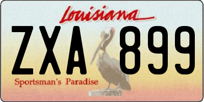 LA license plate ZXA899