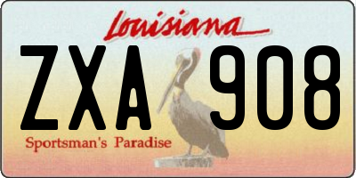 LA license plate ZXA908