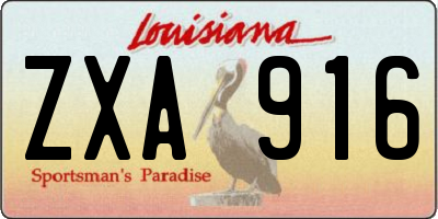 LA license plate ZXA916