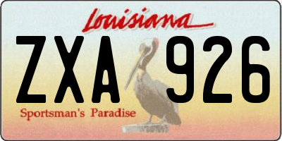 LA license plate ZXA926