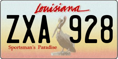 LA license plate ZXA928