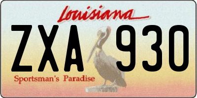 LA license plate ZXA930