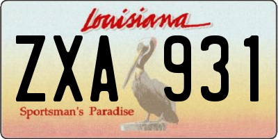 LA license plate ZXA931