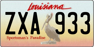 LA license plate ZXA933