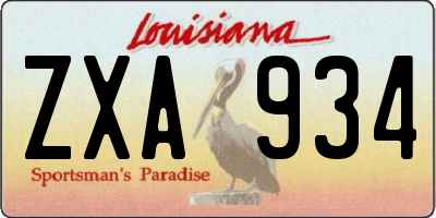 LA license plate ZXA934