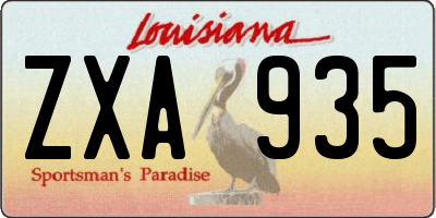 LA license plate ZXA935