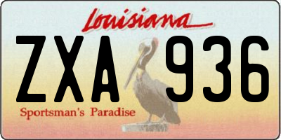 LA license plate ZXA936