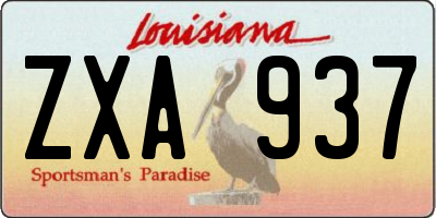 LA license plate ZXA937