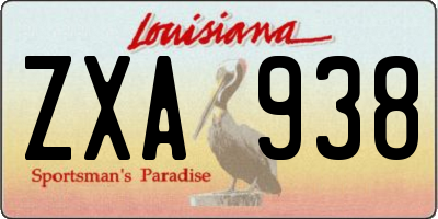 LA license plate ZXA938